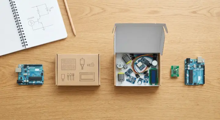 Arduino kit options compared: bare board, basic kit, advanced kit, and WiFi module