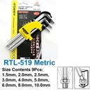 RTL-519 Hex Key Metric Set - 9 Pieces in mm
