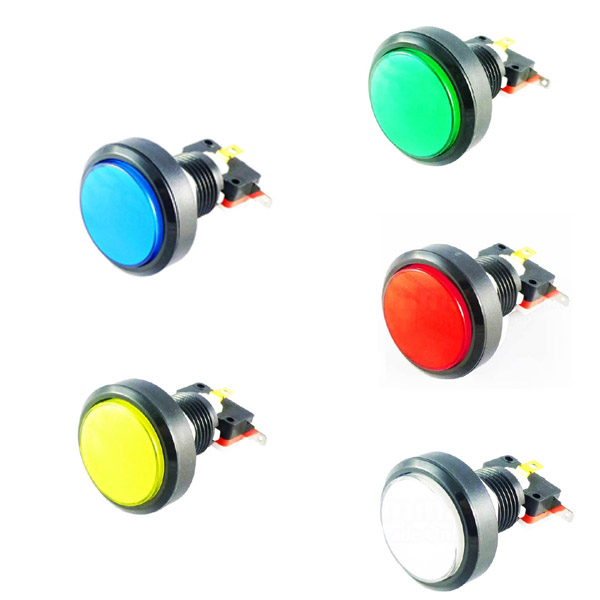 Arcade Style 45mm Big Round Push Button With Red LED Light