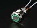 Metal Switch Momentary 16mm Green LED Ring Water/Dustproof