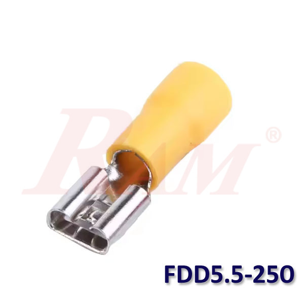FDD5.5-250 Insulated 6.3mm Female Blade Electrical Crimp Terminal Connector