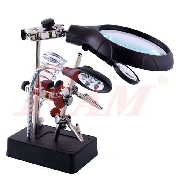 Welding Magnifying Glass 5 LED Auxiliary Clip Magnifier 3 in1