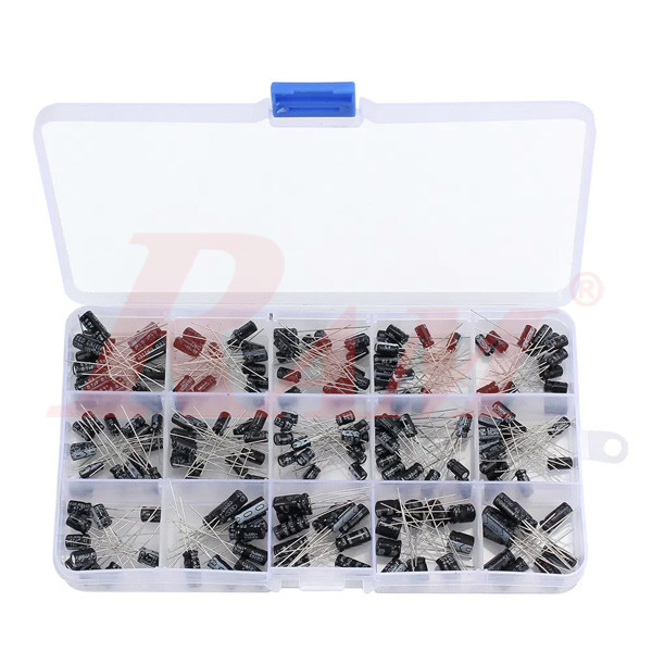 Box of 200pcs 15 Value Electrolytic Capacitor Kit 0.1u~220uF (SKU#E39)