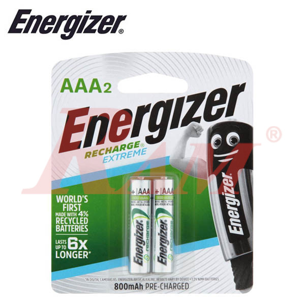 Energizer® 2xAAA 800mAh Rechargeable Batteries بطارية قابلة للشحن انرجايزر AAA قلم  - كارت 2 حجر