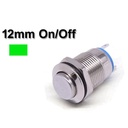 Metal Switch On/Off 12mm Green LED Ring Water/Dustproof