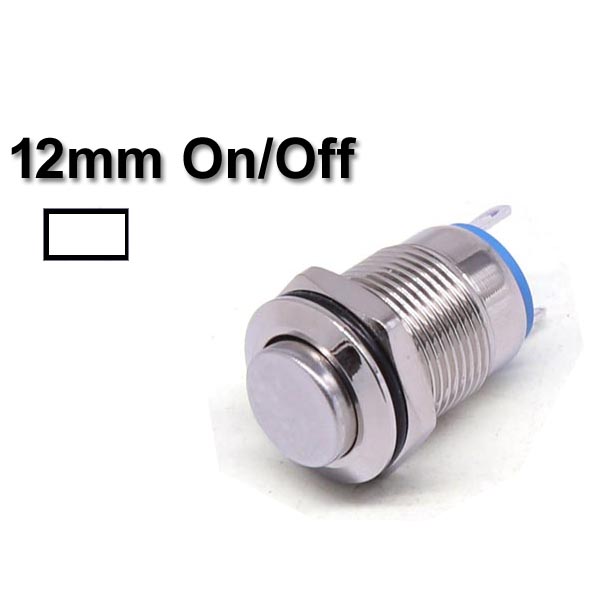 Metal Switch On/Off 12mm White LED Ring Water/Dustproof