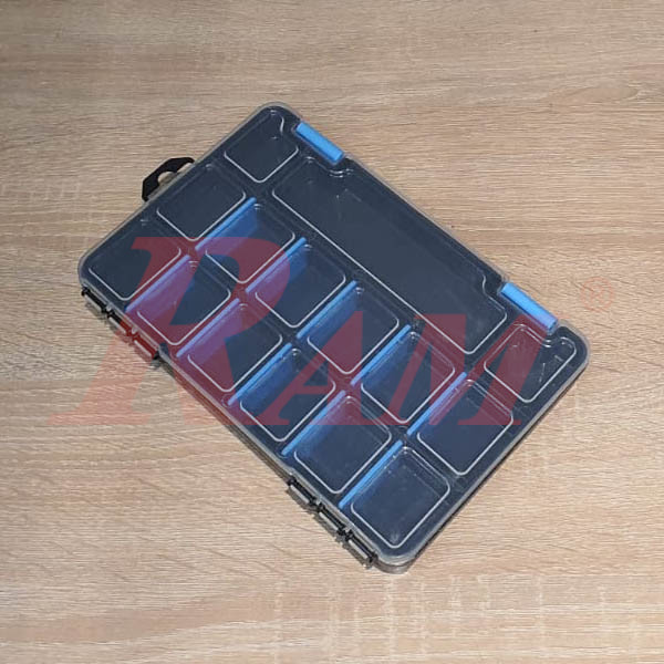 Plastic Fliptop Boxes Medium Size with Hang (SKU#RAM15) حافظة مكونات متوسطة بالقفل فواصل متغيرة