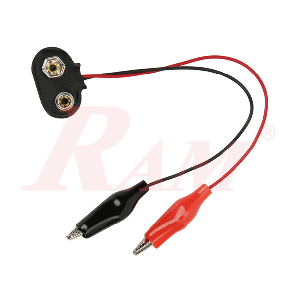 Battery Clip 9V to Crocodile Alligator Clip 15cm Long