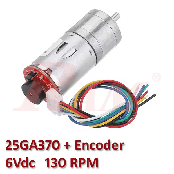 25GA370 DC Geared Motor With Encoder 6Vdc 130 rpm