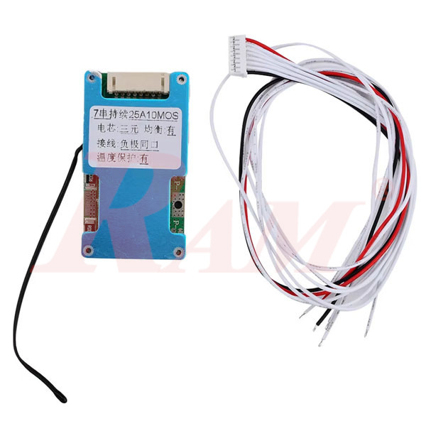 BMS 7 String 25.9V/25A (24Vdc) - With Temperature Protection