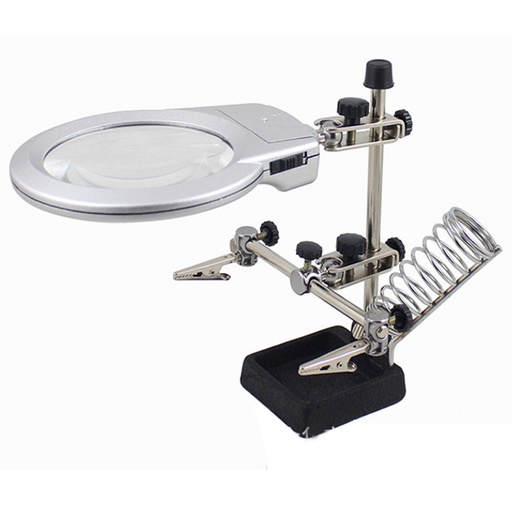 [MAGNIFIER.MG16129A] Magnifier LED With Alligators Holders & Soldering Iron Stand