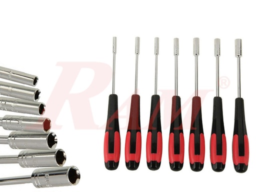 [SCREW.NUT.7PCS] Metal Socket Wrench Screwdriver Hex Nut 7 in 1 Set