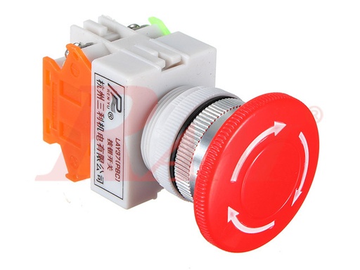 [PB.EMERGENCY.22MM] Emergency Switch 22mm Push Button 3pin مفتاح ضاغط طوارئ  دائري 3 طرف قطر 22 ملم