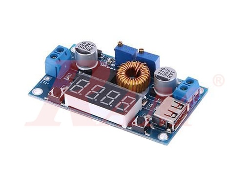 [DC.DC.103] DC-DC Step Down Converter Adjustable 5A XL4015 + USB (4.8V~38Vdc to 1.25V~36Vdc) SKU#DC103 بوردة دائرة خافض جهد - فولت