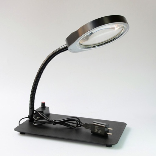 [PD.032C.10X.BLACK] PD-032C Glass 10X Desk Magnifier With Adjustable Brightness LED