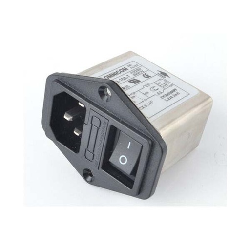 [AC.SOCKET.FILTER.6A] AC Power EMI Filter Connector With On/Off Switch & Fuse Compartment
