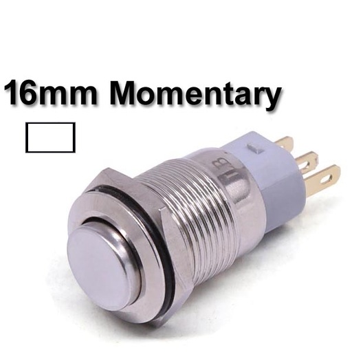 [PB.16.M.TACK.WHITE] Metal Switch Momentary 16mm White LED Ring Water/Dustproof