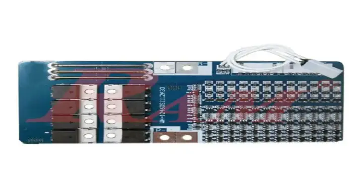 BMS 12S 44.4V 40A board showing balance wire connections and B- terminal