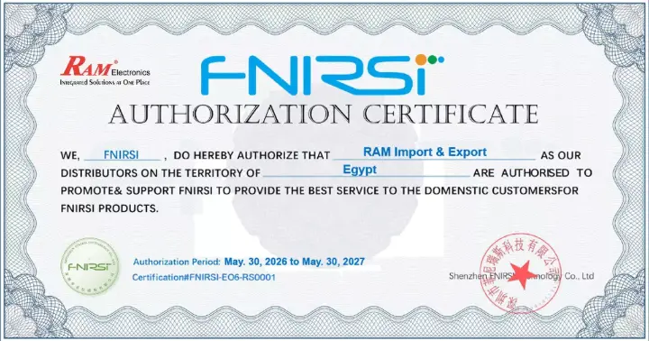 FNIRSI official distributor badge with clamp meter and warranty seal