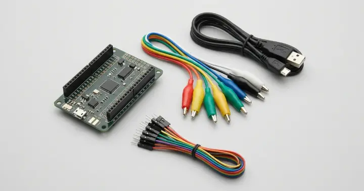 Makey Makey invention kit with controller board, colorful alligator clips, jumper wires and USB cable