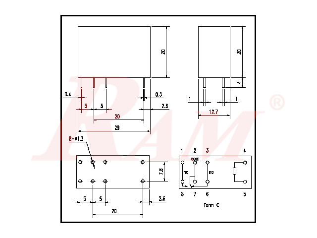 Re8-Relay 24V 8pin 16A