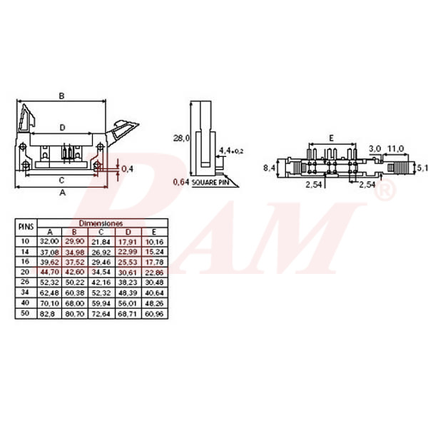 IDC10 Polarized Male Headers with Latch Straight (FRC-10) | RAM ...