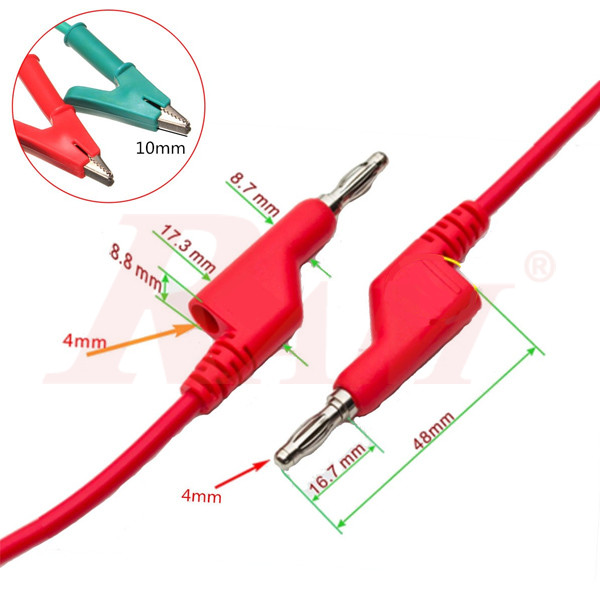 4mm Banana Plug Silicone Wire 15A to Crocodile Alligator Clip Test Probe - Blue