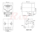 RJ45 - 8 Pin Connector On PCB Plastic Housing