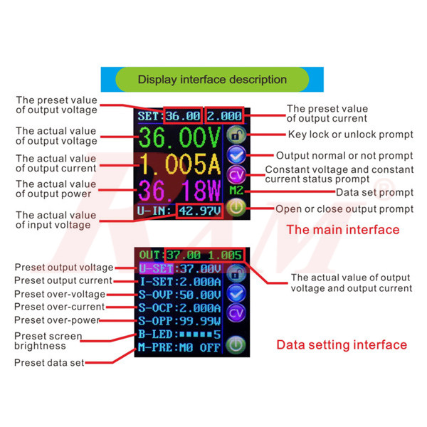DC-DC Step Down Converter - DP50V5A Programmable Power Supply Buck Voltage Converter With Color LCD Voltmeter