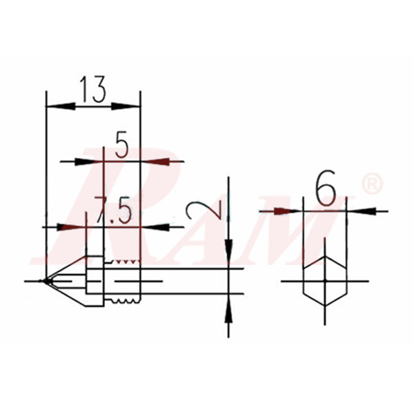 3D Printer Nozzle Copper 0.2mm Extruder Threaded 1.75mm 3.0mm MK7 MK8 ...