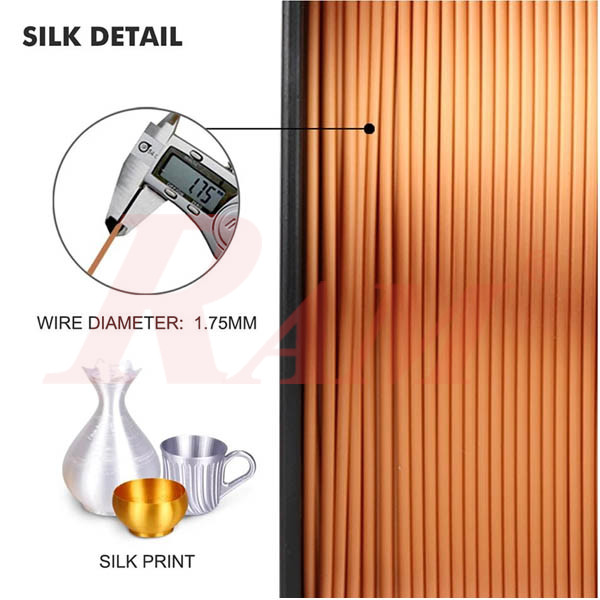 1 Kg Roll PLA+ 3D Printer Filament SILK (1.75mm) Copper Color