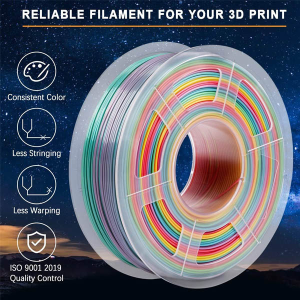PLA 3D Printer Filament (1.75mm) Rainbow Color 1Kg Roll (SKU#SL109)
