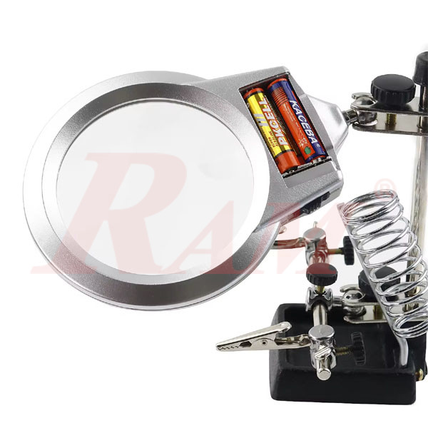 Magnifier LED With Alligators Holders & Soldering Iron Stand