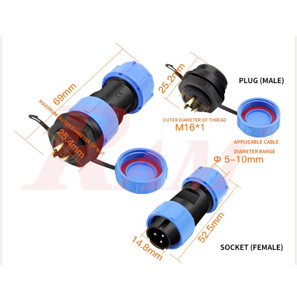 KF17-2pin IP68 Waterproof Dustproof Connector