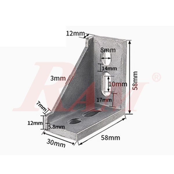 3030/3060 Aluminum Profile Accessory Corner Part Size 26x56x56 mm