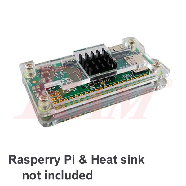 Enclosure For Raspberry Pi ZERO/ZERO W/ZERO W2 - Clear Case With Heat Sink