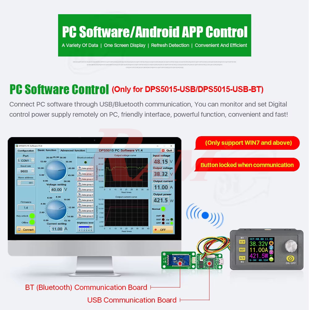 RIDEN DPS5005-BT Bluetooth & USB Programmable Power Supply With Color LCD Voltmeter 0~50V 0~5A