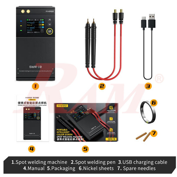 FNIRSI® SWM-10 Portable Intelligent Color Screen Spot Welding Machine