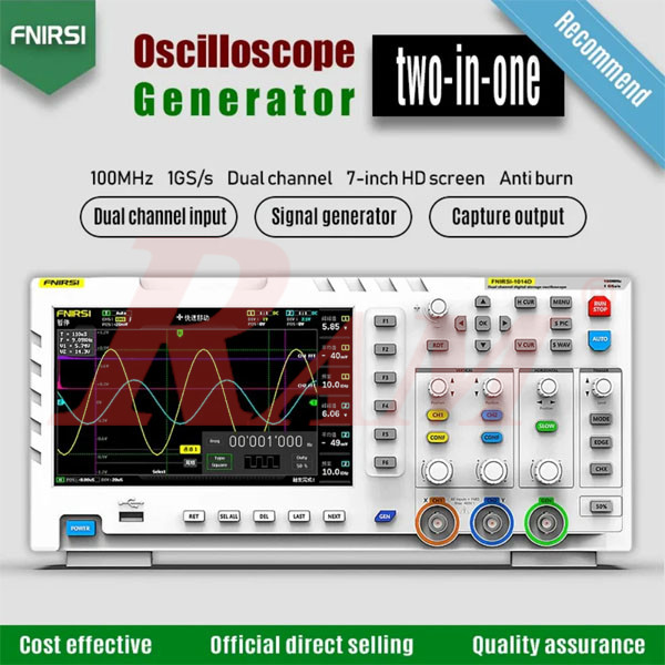 FNIRSI® 1014D 2-IN-1 Dual Channel 100MHz 1GS/s Digital Oscilloscope Signal Generator