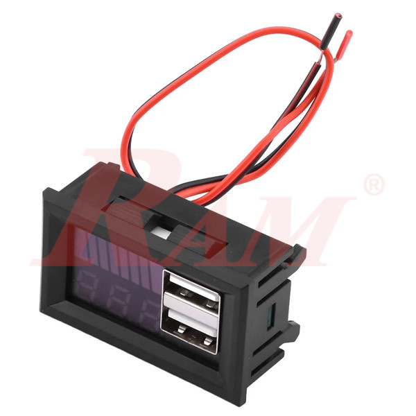 Digital Voltage And Battery Capacity Meter Panel For Lead Acid Battery 12V With Dual USB Output 5V 2A