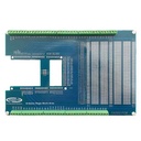 Arduino MEGA2560 shield working area board top view with terminal blocks and breadboard holes