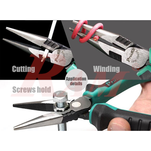 Pro'sKit® 1PK-709DS Dual Color Long Nose Plier 166mm
