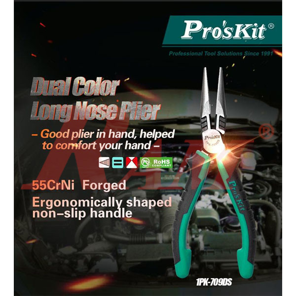 Pro'sKit® 1PK-709DS Dual Color Long Nose Plier 166mm