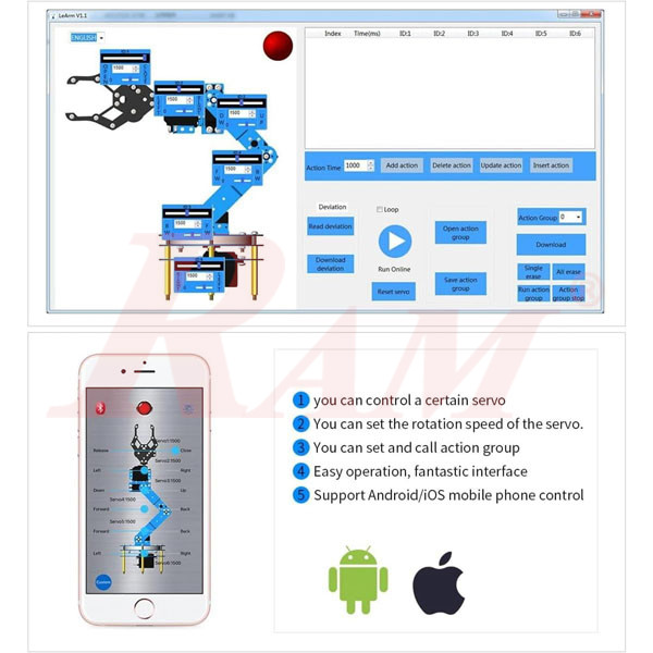 LeArm Professional Complete Robotic Arm 6DOF Degrees Of Freedom + Wireless Mechanical Glove for Robot Control
