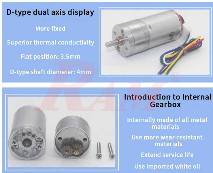 25GA370 DC Geared Motor With Encoder 6Vdc 35 rpm