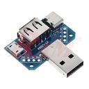 XY-USB4 Converter 4 in 1 USB Adapter Board Male To Female A, Micro, Type C & 4P 2.54mm Straight