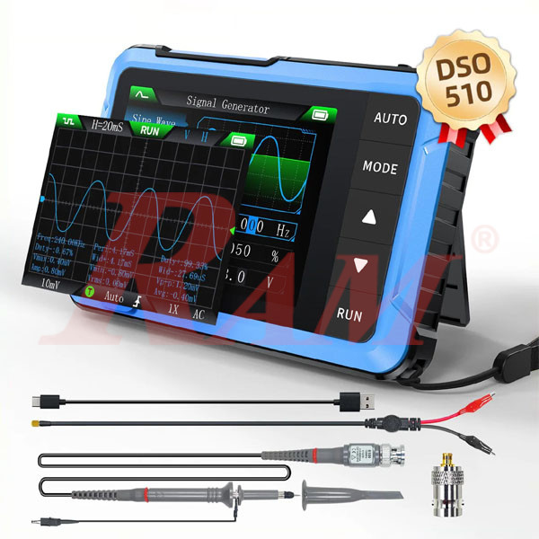 FNIRSI® DSO-510 10MHz 48MS/s Mini Handheld Digital Oscilloscope Signal Generator