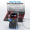 FNIRSI DST-210 connected to a laptop for one-tap data export and waveform hold
