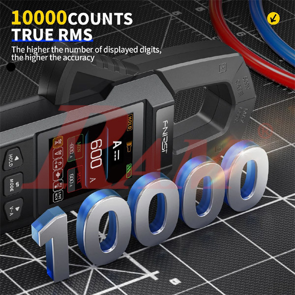 FNIRSI DMC-100 10,000-count True RMS clamp meter graphic