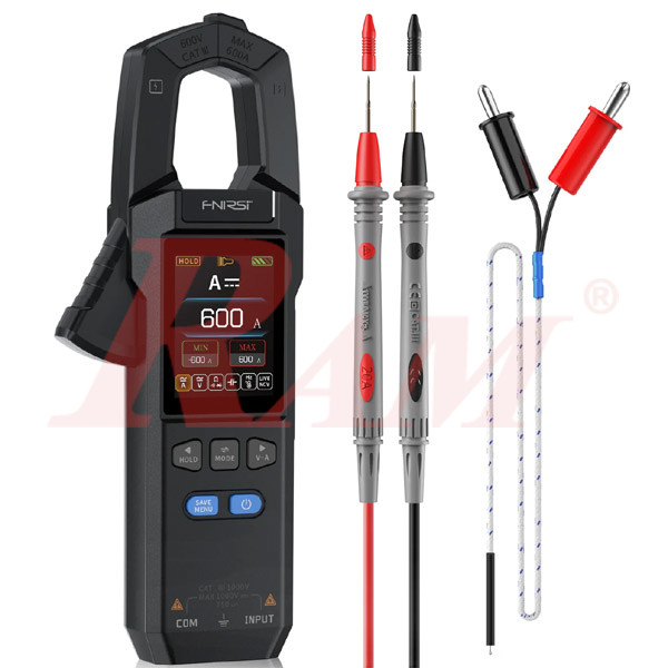 FNIRSI DMC-100 clamp meter with test leads and accessories